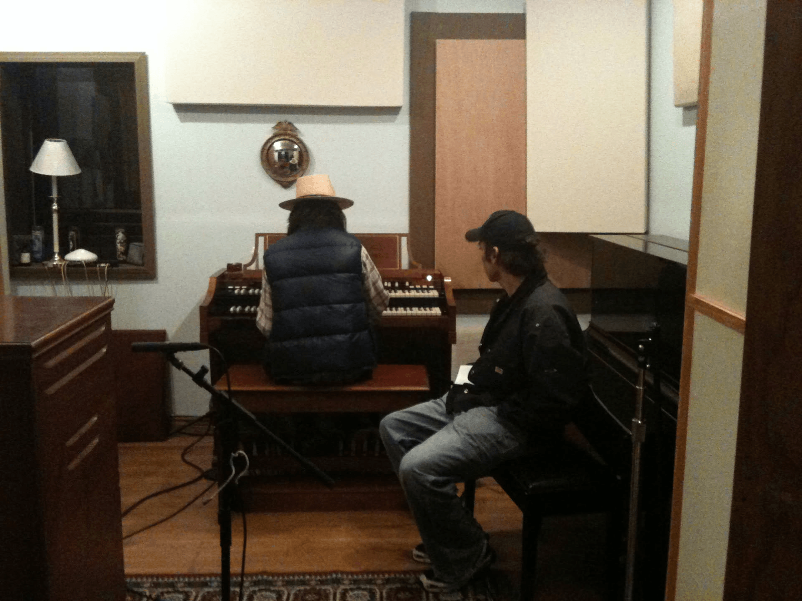 Jackie Greene and Bruce Spencer in the organ room at Mission Bells Studio