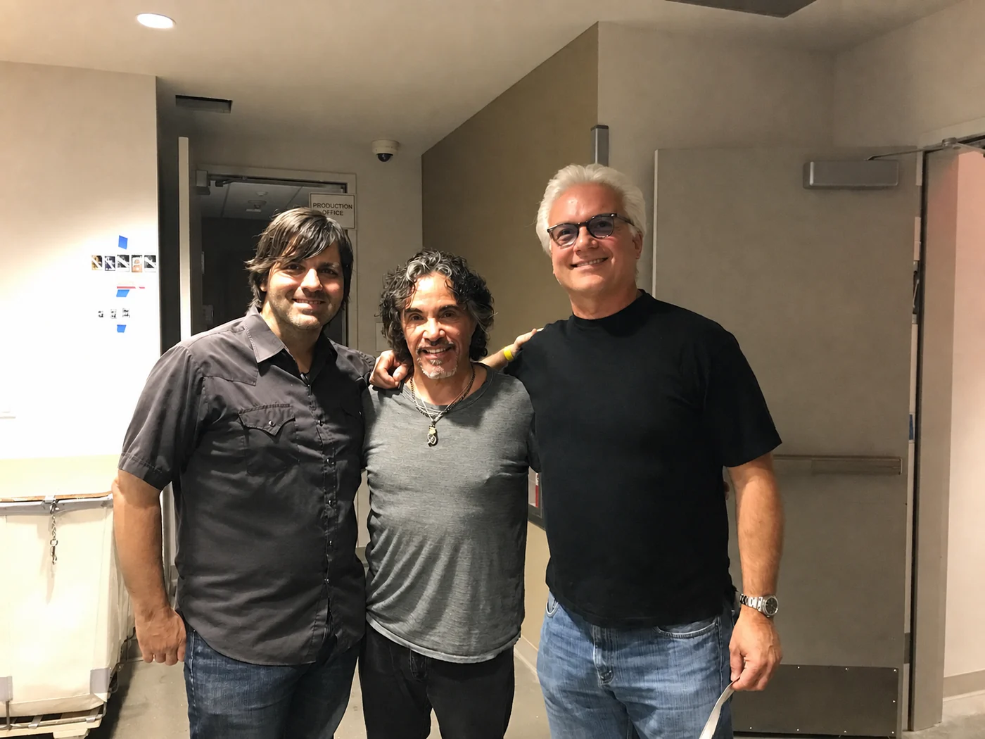 Nathan Dale, John Oates, and Joe Poletto together backstage